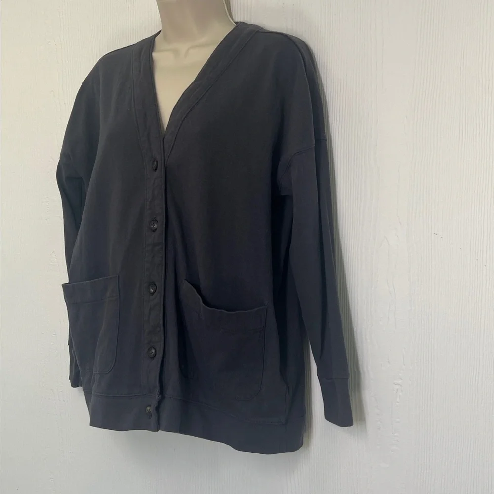 Madewell - Gun Metal Button Down 2 Pocket Lightweight Long Sleeve Cardigan SZ XS